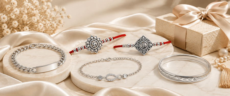 Elegant 92.5 Sterling Silver Floral Rakhi