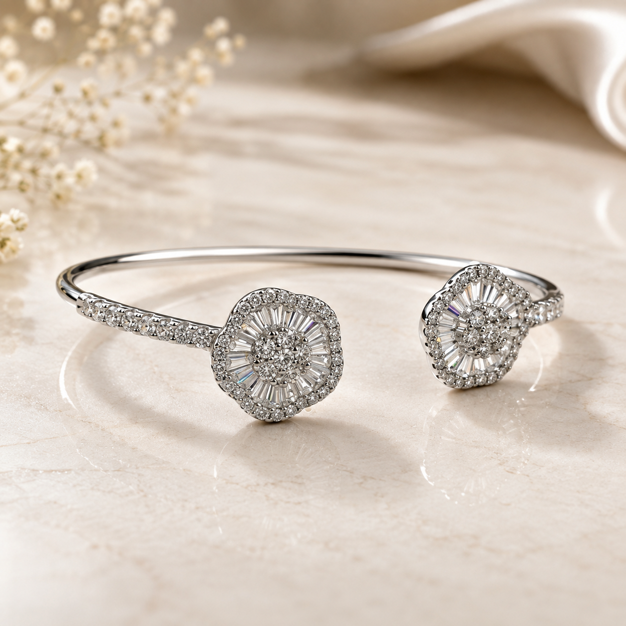 Luminous Sparkle Diamond Open Bracelet