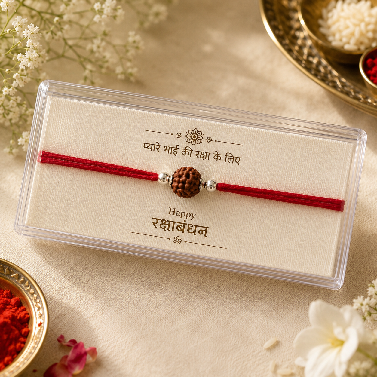 Sacred Rudraksha 92.5 Sterling Silver Rakhi