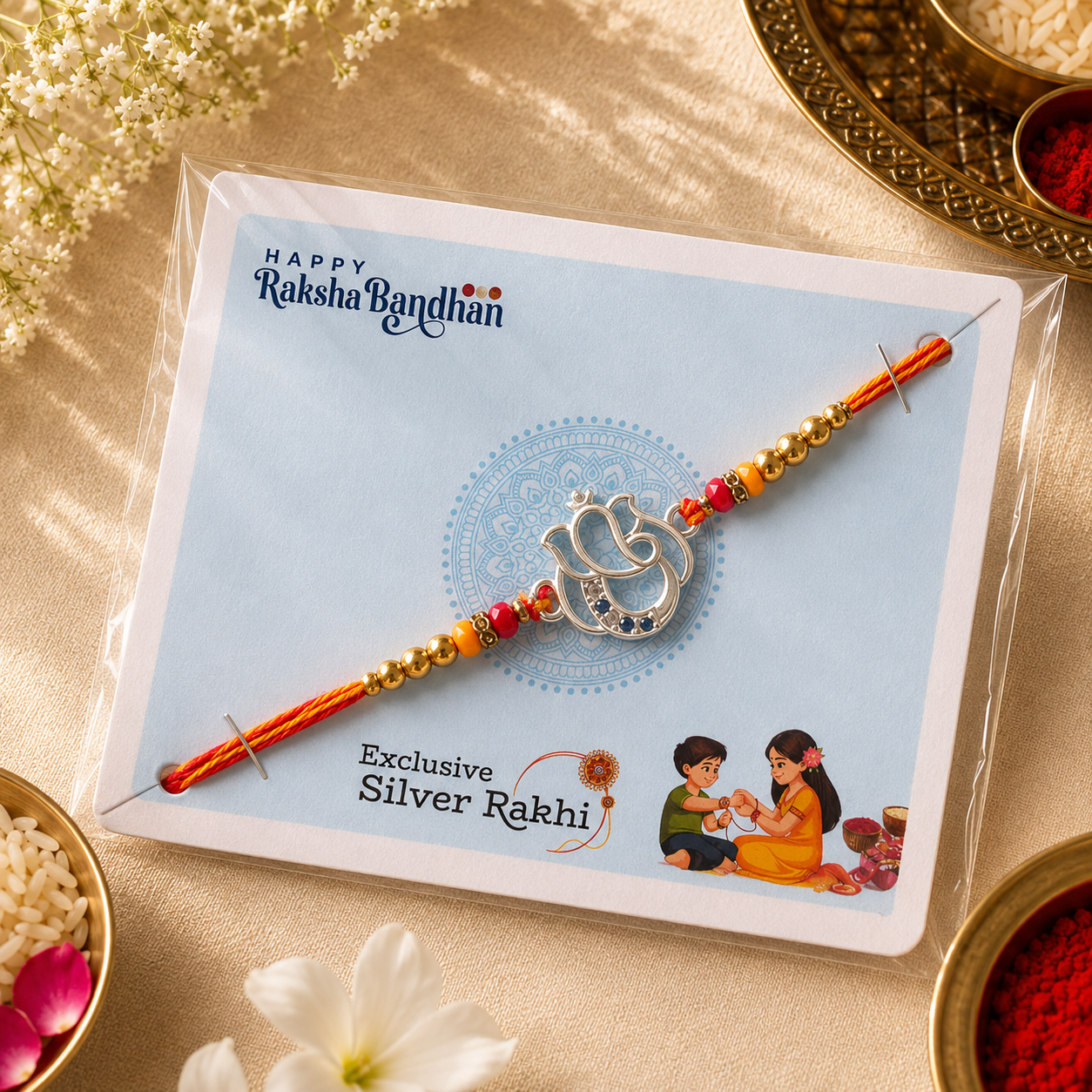 Divine Om 92.5 Sterling Silver Rakhi